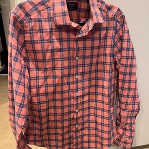 UNTUCKit - Men's Coral and Blue Plaid Shirt
